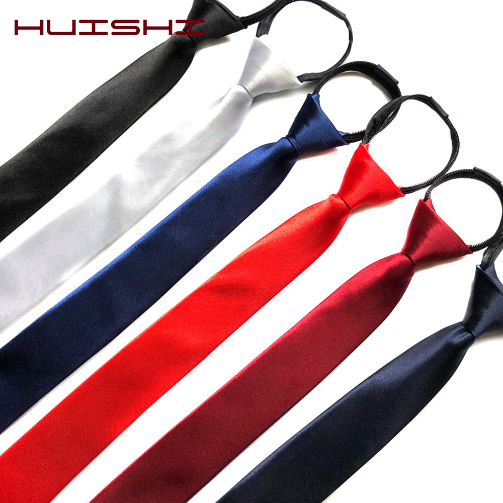 Skinny Tie Men - HUISHI Vorgebundene Herren-Krawatte mit Reißverschluss, schmal,