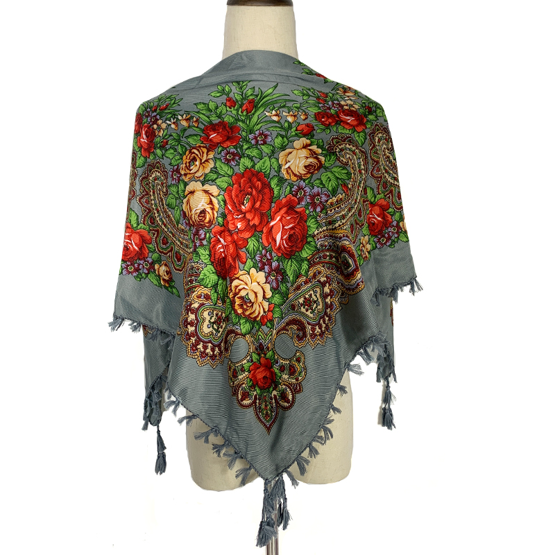 Bandana Cotton - 90*90cm WomenRussische Blumen Quadrat Schal Traditionelle