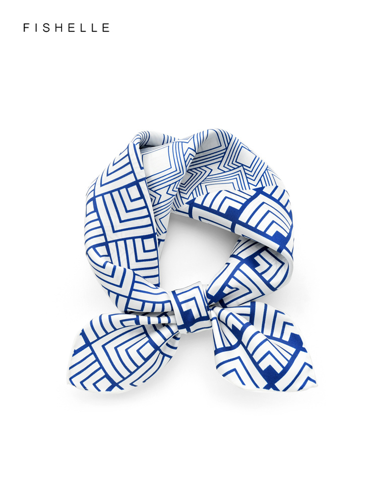 Silk Neck Scarf - Chinesische klassische blau weiß porzellan natürliche