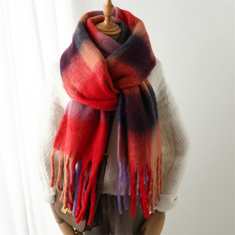 Muffler Men Wool - Neuer Herbst-Winter-Karo-Schal für Damen 240*38cm, Verdickte