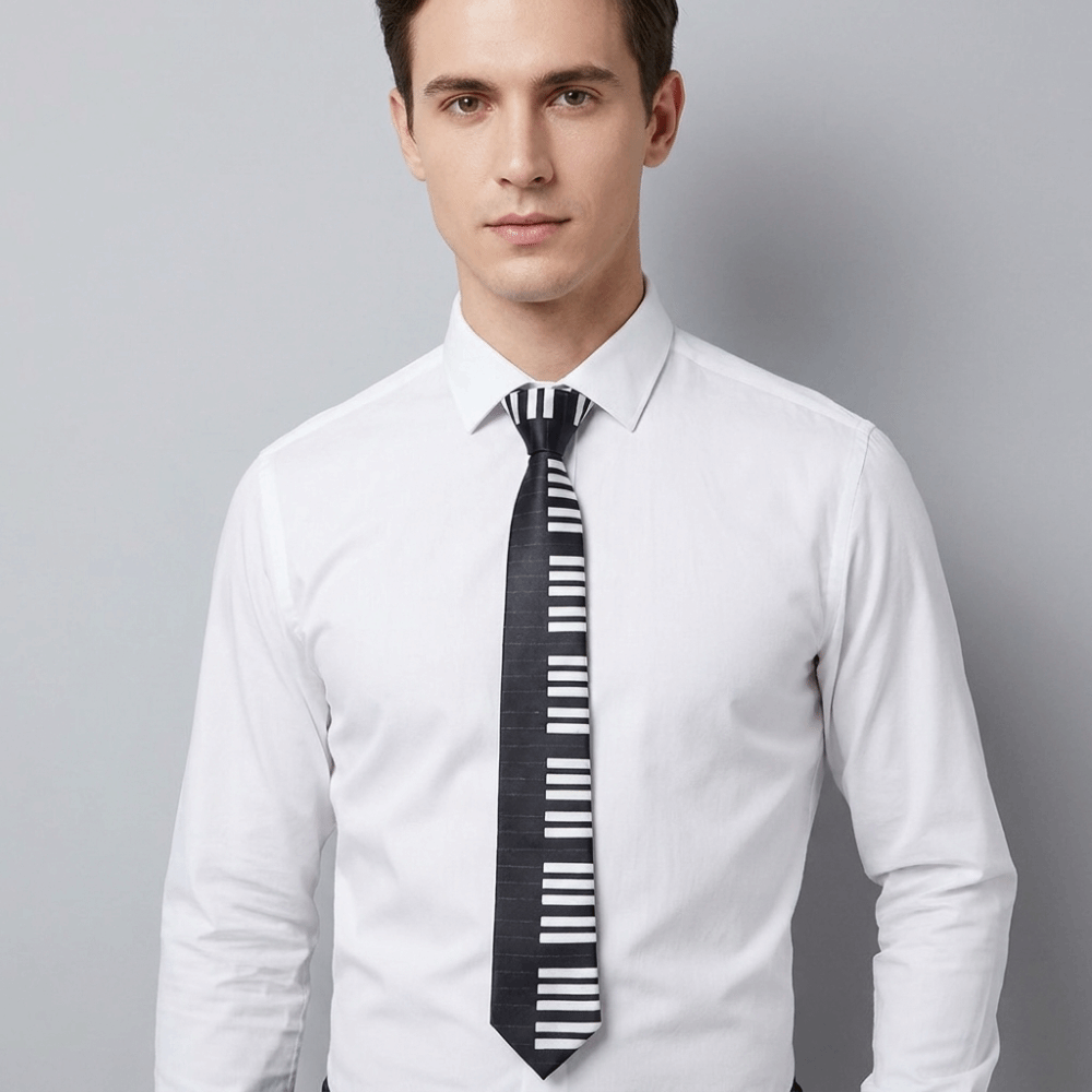 Skinny Tie Men - Schmale, schlichte Krawatte im Piano-Stil, schmal,