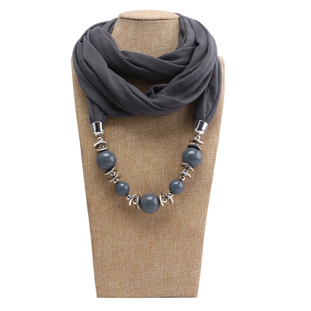 Infinity Scarf Knit - Chiffon-Schal-Halskette mit Perlen im Ethno-Stil, Vintage-Stil,