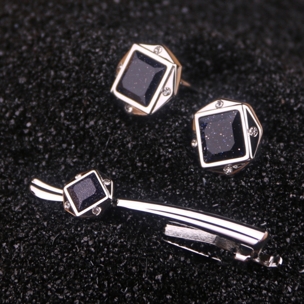 Tie Bar Set Gift - Ein Set Herren-Krawattenklammer und Manschettenknöpfe für