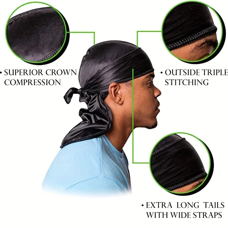 Herren Seiden-Durag Bonnet Ban – Bandana Doo Rag Bewertung und Preis